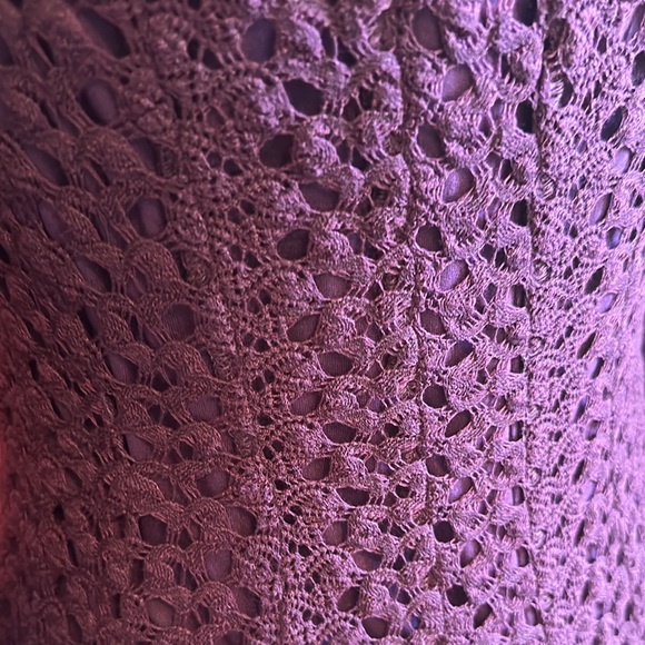 Rabbit Rabbit Rabbit Deep Purple Crochet Long Sleeve Dress - Picture 3 of 4